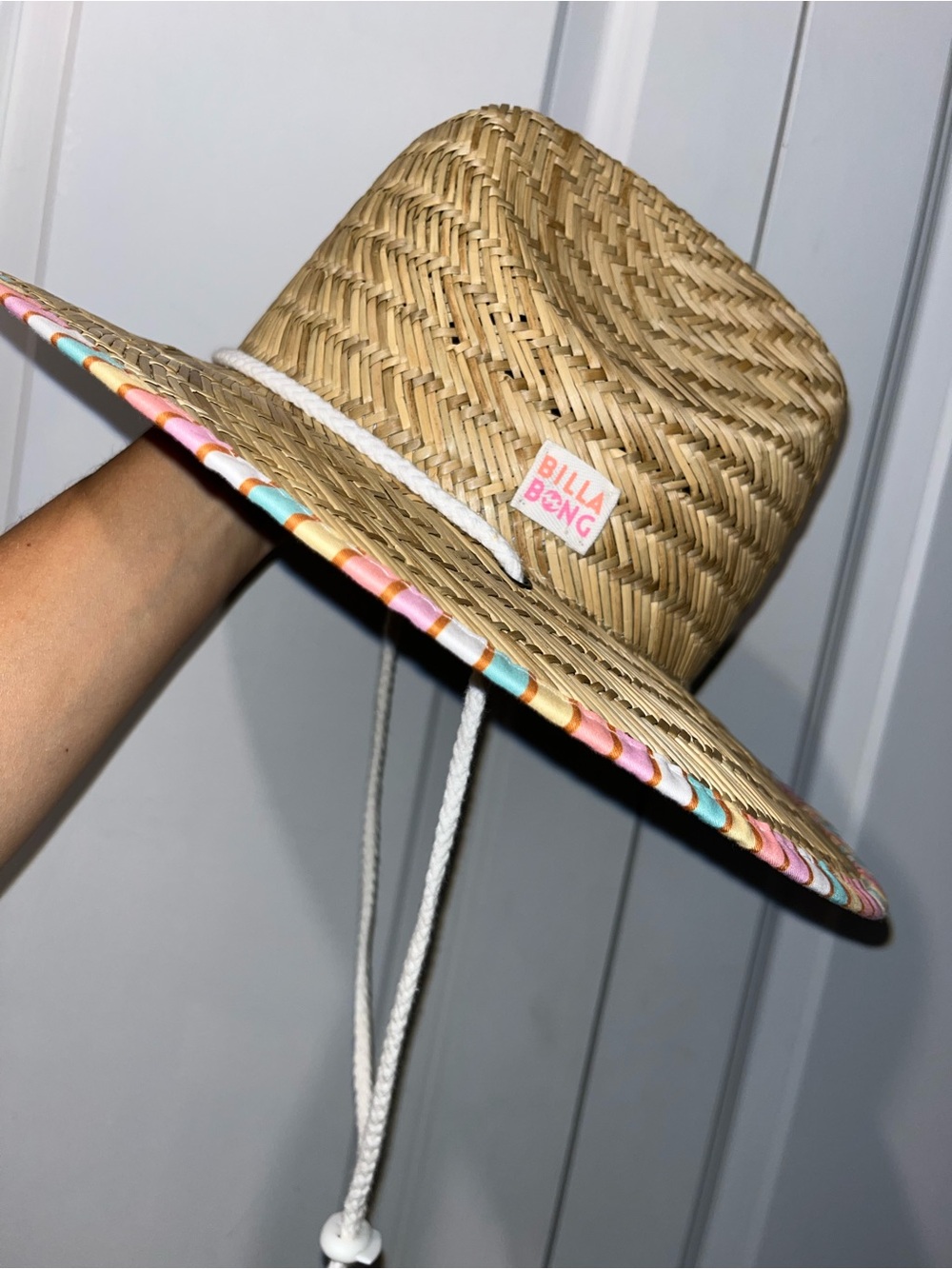 Billabong Tan Straw Hat with Pastel Trim